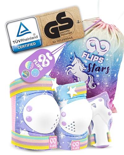 99FLIPS Ginocchiere Bambina Set Arcobaleno con Borsa Unicorno