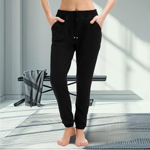 Pantaloni da jogging da donna con tasche Pantaloni sportivi da corsa, nero, XL