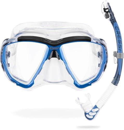 Magic: The Gathering CRESSI Big Eyes+Alpha Ultra Dry Combo Clear/Azure - Combo Set Maschera+Snorkel Ultra Dry per Immersioni e Snorkeling, Trasparente/Azzurro, Taglia Unica, Adulti