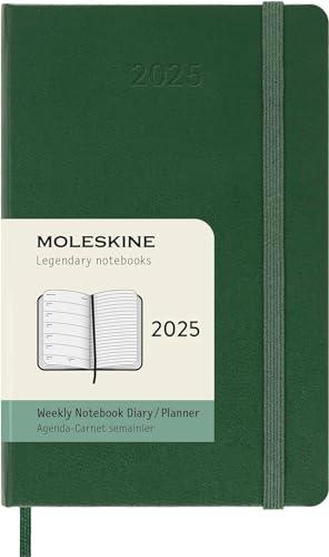 Moleskine Agenda Settimanale con Spazio per Note 2025, Pocket Verde Mirto