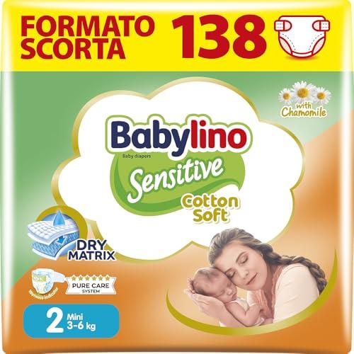 Babylino Sensitive Cotton Soft Pannolini Neonato Taglia 2 (3-6kg) - 138 Unità