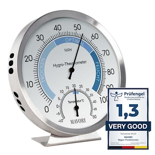 Mavori® Igrometro analogico e termometro da interno 2 in 1 in acciaio inox
