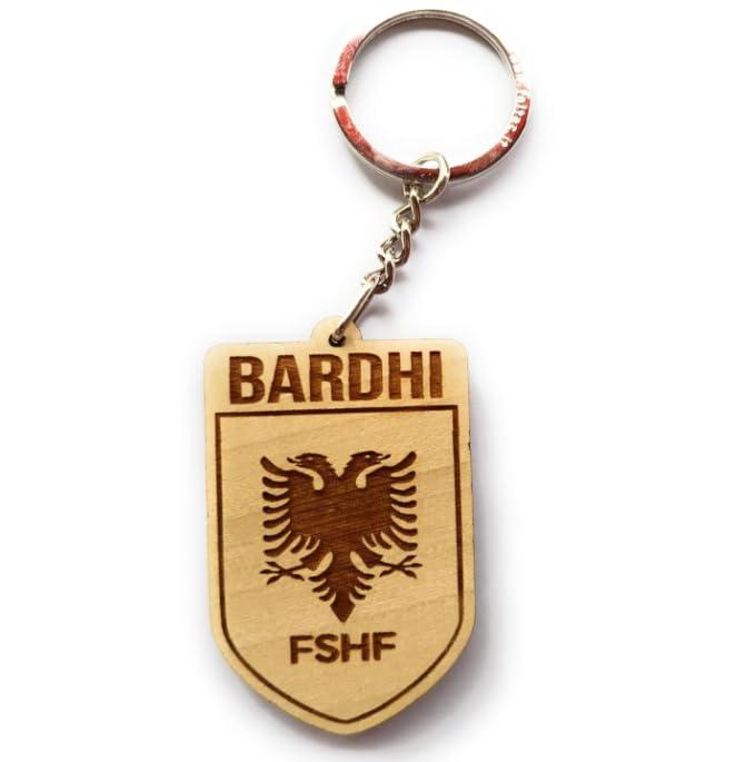 Portachiavi in legno personalizzato con stemma Albania