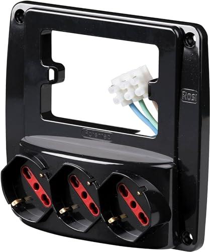 Rosi Emilia Smart Multipresa da Parete, 3 Prese Schuko, Nero