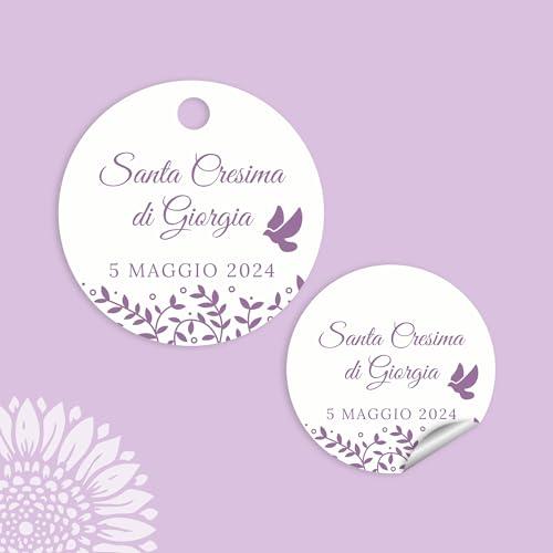 10 Cartellini/Adesivi Personalizzati Cresima (SC03)