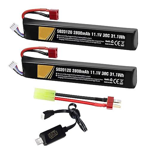 Batteria Lipo Airsoft 11.1V 2800mAh 30C con Deans T Plug e Caricatore USB - Set da 2