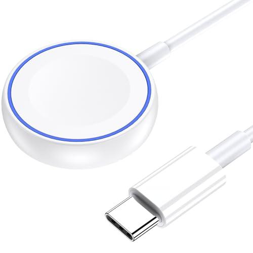 Stazione di Ricarica Magnetica per Apple Watch, USB C Caricatore per Apple Watch Serie 10/9/8/7/6/5/4/3, SE, Ultra. Cavo di Ricarica Portatile tipo C da 1.2m- Bianco