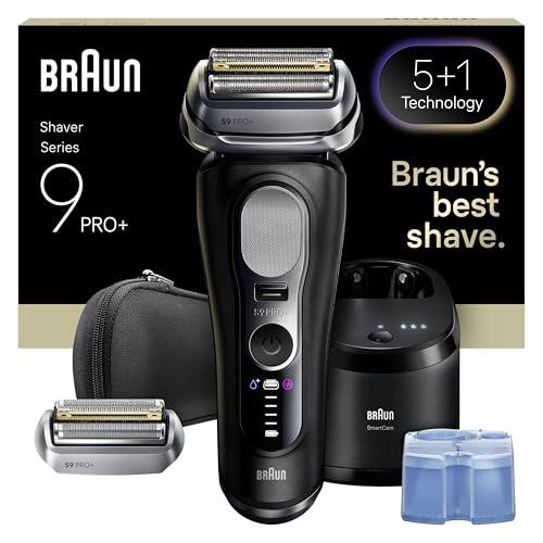 Braun Serie 9 PRO + Rasoio Elettrico Barba, Wet&Dry, 5+1 Lame Di Precisione Ultra Sottili, Regolabarba Uomo, Rasoio Barba, 60 Min Utilizzo, Testina di Ricambio, Stazione SmartCare 6in1, 9660CCPS, Nero