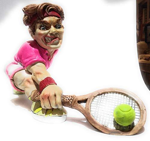 Caricatura del Tennista in Resina e Alabastro Dipinta a Mano