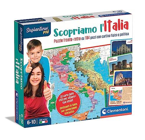 Clementoni - 16594 - Sapientino Più - Scopriamo L'Italia Smart - Puzzle Cartina Fisica E Politica Italia, Gioco Educativo E Di Geografia Per Bambini Dai 6 Anni (Gioco In Italiano), Made In Italy