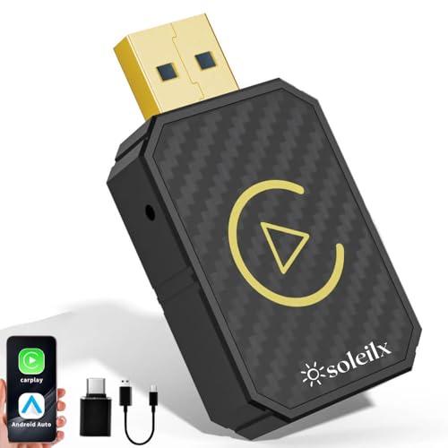 soleilx Adattatore Carplay Wireless e Android Auto Wireless 2 in 1 - Converte Android Auto/Carplay da Cablato a Wireless, Compatibile con iOS 10+ Android 11+, USB C/A, Plug & Play, Mini Nero USB