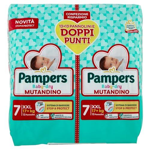 Pampers Baby-Dry Mutandino XXL Taglia 7 (17+ kg) - Confezione Doppia da 26 Pannolini
