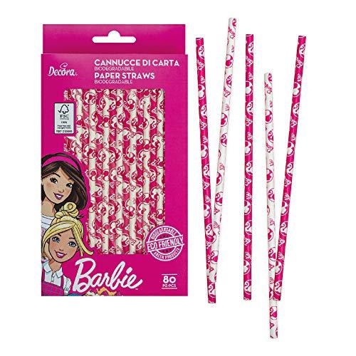 Decora Cannucce Barbie - Set da 80 Pezzi in Carta Biodegradabile
