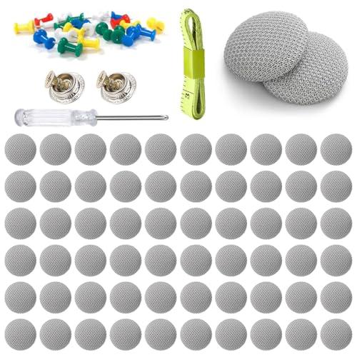 Kit Riparazione Cielo Auto, 65 Rivetti per Riparazione Tetto Auto + 65 Puntine Colorate+1 Cacciaviti+ 1 Metro a Nastro 1,5 m, Ripara Cielo Auto Set Riparazione Cielo Auto(grigio)