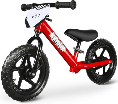 KRIDDO Bicicletta senza Pedali Rossa - 12 Pollici, Personalizzabile per Bambini 18 Mesi - 5 Anni