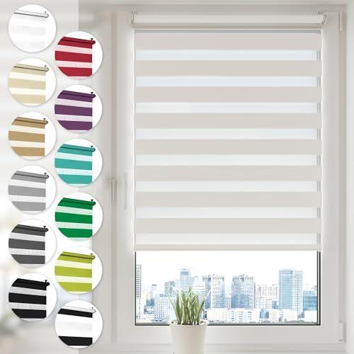 Sonello Tenda a rullo doppio strato Giorno e Notte a senza foratura 55cm x 130cm bianco