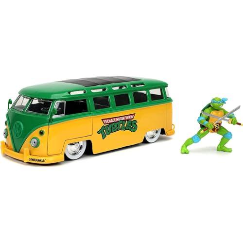 Jada Toys - Turtles 1962 VW Bus in scala 1:24, die cast, con personaggio di Leonardo in die-cast, + 8 anni