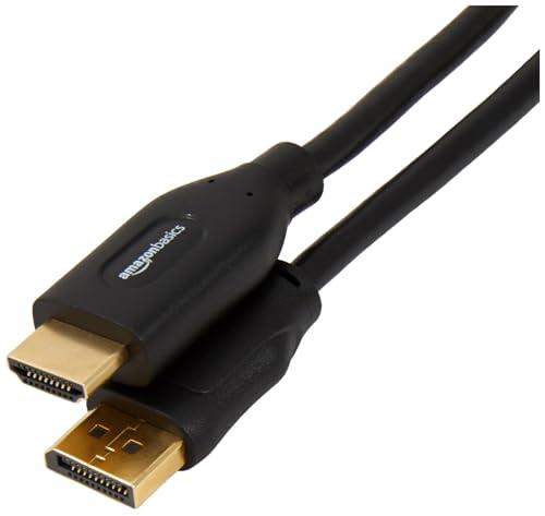 Amazon Basics - Cavo da DisplayPort (Sorgente) a HDMI (Display), unidirezionale, 4k a 30 Hz, 1920 x 1200, 1080p, connettori placcati Oro, 1.8 m, Nero