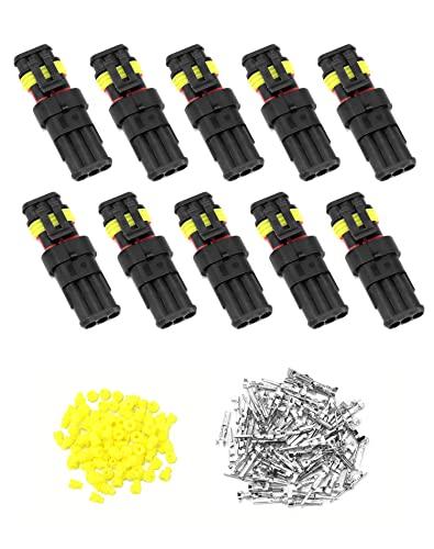 QWORK Connettori Elettrici Impermeabili a 2 Pin - Set da 10 Pezzi