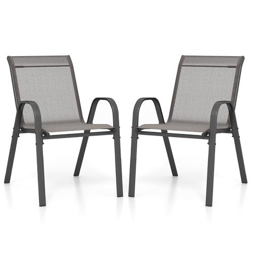 Set di Sedie da Giardino COSTWAY in Textilene e Metallo (Grigio, Set da 2)