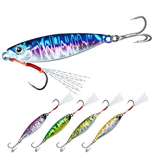 TRUSCEND Esche da pesca con cucchiaini da pesca in piombo riflettente colorato lucidati a mano, esche artificiali da e luminose per lucioperca, spigole, attrezzatura da pesca in acqua dolce e salata