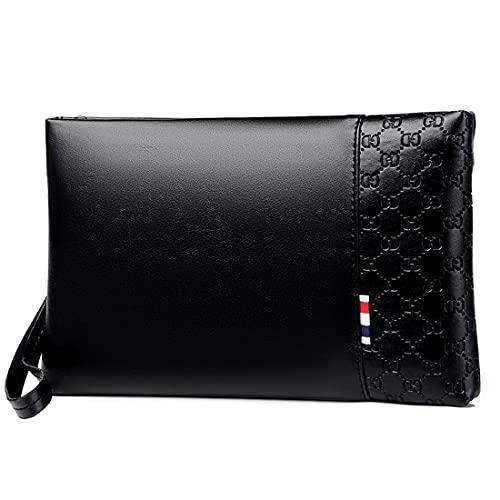 A-QMZL Pochette Borsello Uomo a Mano in Pelle Nera