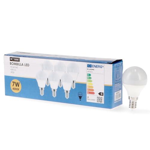 M Ledme - Confezione da 6 lampadine LED E14 G45 7W, luce neutra