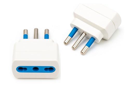 Prometeo Electronics® Set da 2 Riduttore con presa bivalente 10/16A a spina piccola 10A Italiana colore bianco
