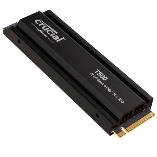 Crucial T500 SSD 2TB PCIe Gen4 NVMe M.2 PS5 SSD Interno Gaming con Dissipatore, Fino a 7400 MB/s, Compatibile PlayStation 5, TLC NAND, Notebook e PC Desktop - CT2000T500SSD5