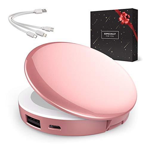 Power Bank con Specchio LED Oro Rosa - Regalo Perfetto per Lei