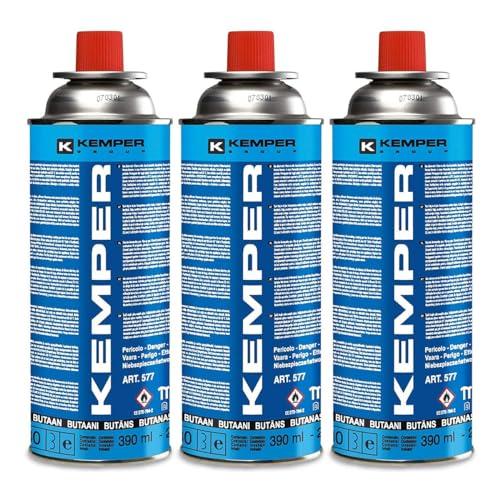 KEMPER - Cartuccia gas butano 220g Pack de 3 Bonbonnes de gaz UN2037 Bouteilles pour appareils à gaz