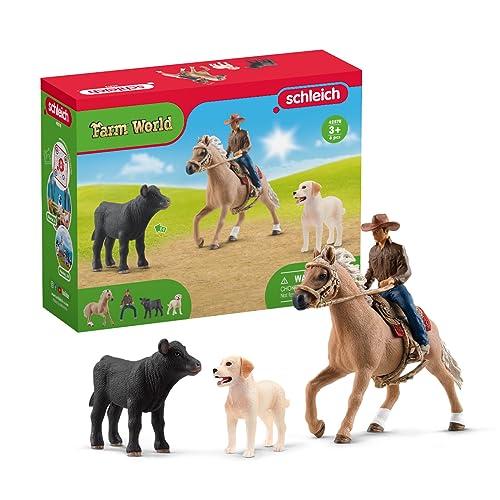 SCHLEICH EQUITAZIONE AMERICANA CON LABRADOR E VITELLO (3)