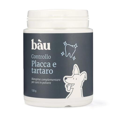 Bau Cosmesi Cane Placca e Tartaro, Polvere Denti Cane Appetibile, Integratore Naturale Migliora l'Alito Cane, Rimedio per Puliza Denti Cane, Polvere Denti Cane e Gatto con Alga Ascophyllum (120g)