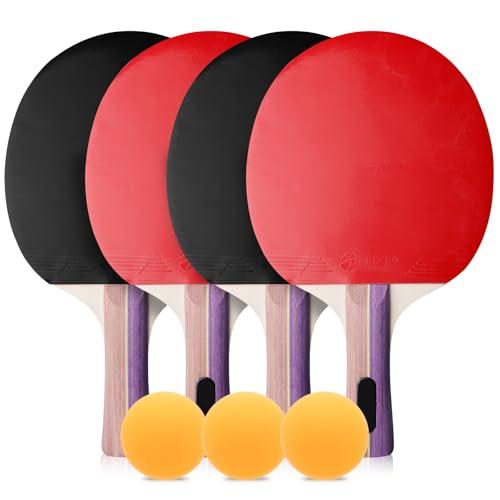 WIYETY Set da ping pong professionale con 2 racchette da ping pong, 3 palline da ping pong e pratica borsa per il trasporto, set da ping pong per principianti, famiglie e professionisti