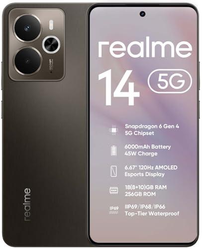 realme 14 5G Smartphone 8GB RAM + 256GB ROM, Snapdragon 6 Gen 4 e 120Hz AMOLED Schermo, Cellurale 6000mAh Batteria e Ricarica Rapida da 45W, IP69 Resistenza, GT Boost, AI OIS 50MP Fotocamera, Titanio