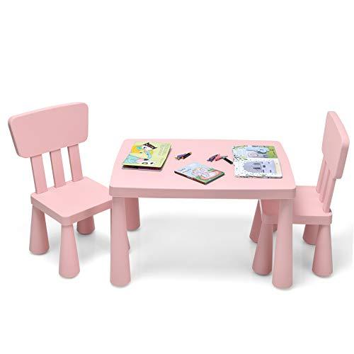 COSTWAY Set Tavolo e Sedie per Bambini Rosa