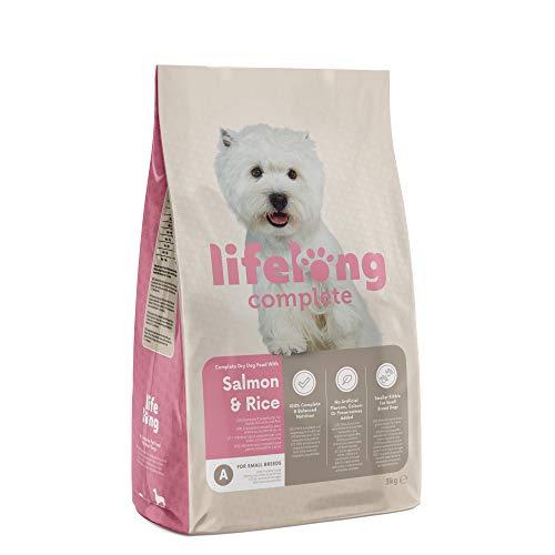 Marchio Amazon - Lifelong - Complete Alimento secco completo per cani adulti (razze di piccola taglia) con salmone e riso, 1 x 3kg