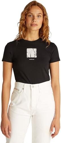 Calvin Klein Donna T-Shirt Maniche Corte Front Photo Graphic Baby Tee con Scollo Rotondo, Nero (CK Black), 3XL
