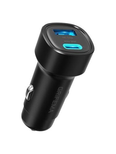 GRIFEMA Caricatore Auto USB C 48W, Adattatore Accendisigari a Doppia Porta con PD 30W e QC 3.0 18W, Ricarica Rapida per iPhone 16 15 14 13 12 Pro, Samsung Galaxy S25 S24 Ultra, iPad, Accessori Auto
