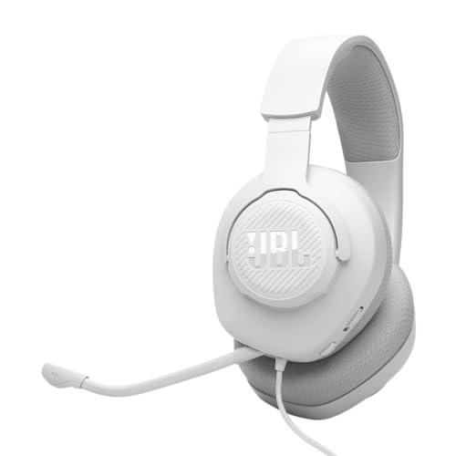 JBL Quantum 100M2 Cuffie Gaming Over Ear con Filo, JBL QuantumSOUND Signature e Jack per Cuffie da 3,5 mm, Compatibilità Multi-Platform, Microfono Rimovibile, Opzione Mute, Bianco
