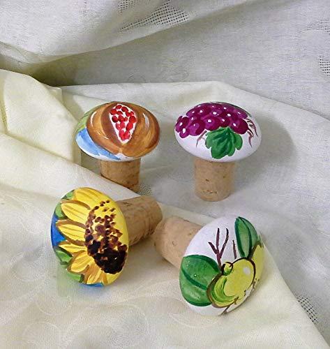 Le Ceramiche Del Re - Tappi di Sughero in Ceramica (Set da 4) - Artigianato Personalizzabile