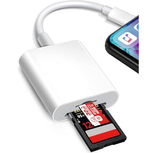 Adattatore per schede SD, Lettore di schede SD per iPhone con Doppia Porta per SD e Micro SD
