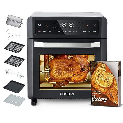 COSORI Friggitrice ad Aria 12 Litri, Elettrico, Doppia Resistenza, 11 Funzioni Preimpostate, 1800W, 30-220°C, Con 7 Accessori, Argento, CAF-R121
