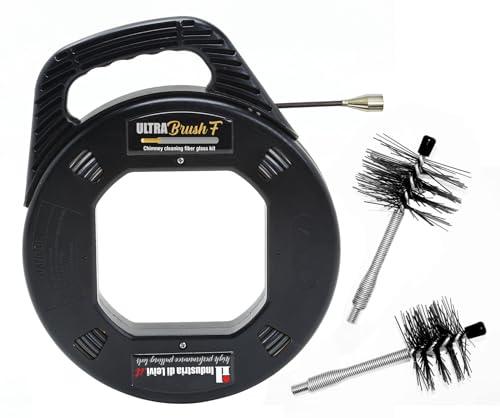 ULTRABrush Kit Pulizia Canna Fumaria Stufa a Pellet - Set 3 Pezzi con Dispenser