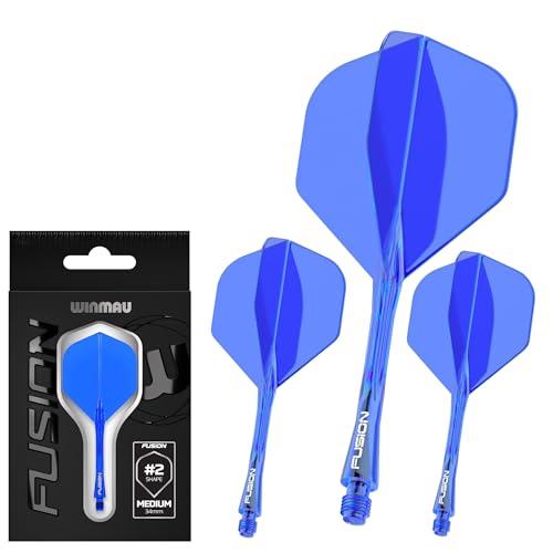 WINMAU Freccette Fusion - Sistema Integrato di Volo e Asta, Forma n. 2, Blu, Intermedia