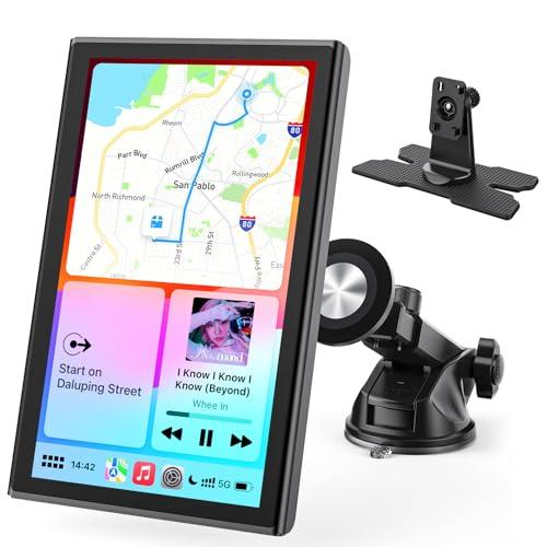 Avylet Carplay Auto 7'' Wireless, Schermo per Auto Navigazione GPS, Car play Supporto Magnetico, Schermo Verticale/Orizzontale, 60FPS Display, Controllo Vocale,Aggiornamenti OTA,Bluetooth,AUX,FM,WiFi