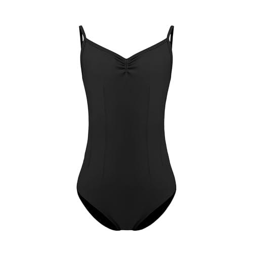 ZYXWVU Body Danza Classica Bambina Body Ginnastica Leotards con Spalline Regolabili, 7006-nero, 11-12 anni