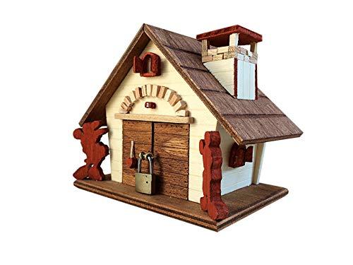 Salvadanaio in legno a forma di casetta - Idea regalo romantica
