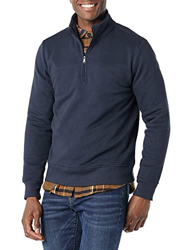 Amazon Essentials Felpa in Pile da Uomo con Zip a Un Quarto, Blu Navy, XL
