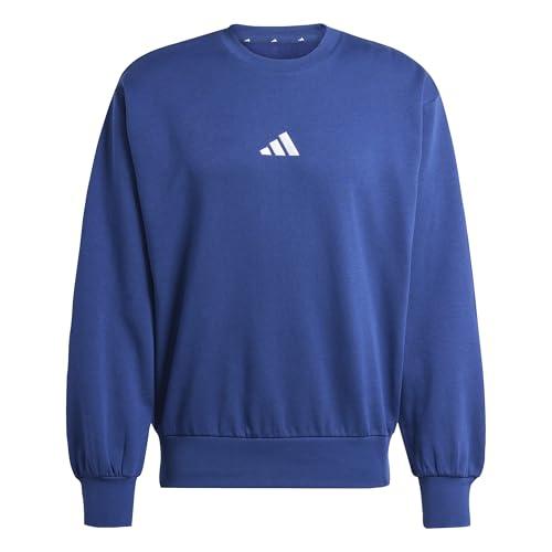 Adidas Essentials Feelcozy Felpa in Pile Uomo, Blu Scuro/Bianco